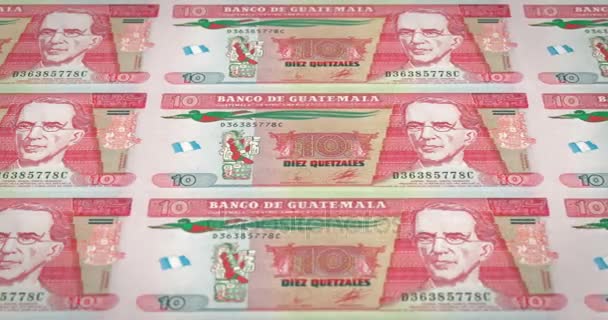 Billetes Diez Quetzal Guatemalteco Guatemala Balanceo Dinero Efectivo Bucle — Vídeo de stock