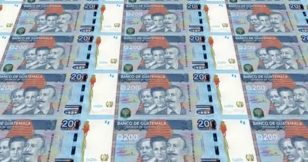 Банкноты Двухсот Гватемальских Кетсалей Гватемалы Наличные Деньги Петля — стоковое видео
