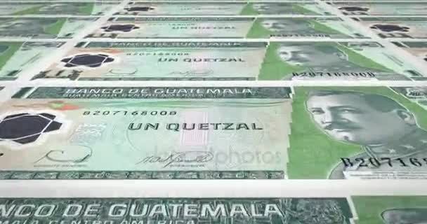 Bankbiljetten Van Één Guatemalteekse Quetzal Van Guatemala Rollen Contant Geld — Stockvideo