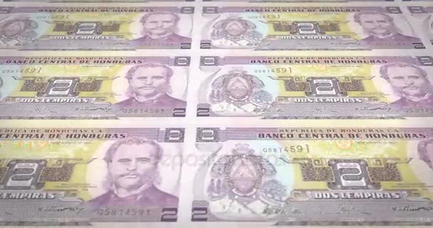 Banknoten Von Zwei Honduranischen Lempera Honduras Rollen Bargeld Schleife — Stockvideo