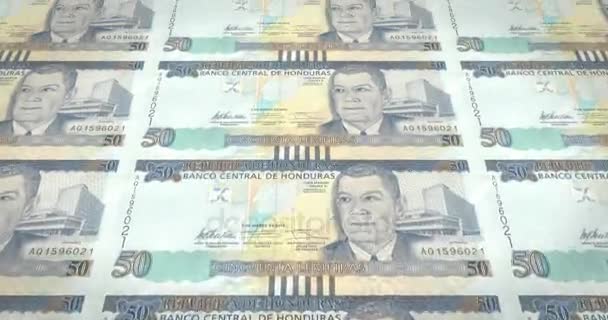 洪都拉斯伦皮拉五十的钞票滚动 现金金钱 — 图库视频影像