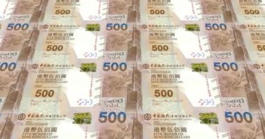 Hong Kong beş yüz dolarlık banknot, nakit para, haddeleme döngü