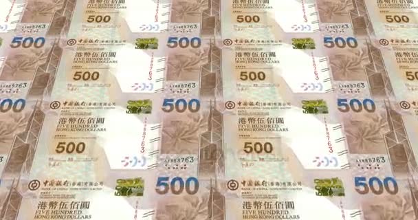 Bankjegyek Ötszáz Dollár Hong Kong Gördülő Készpénzre Hurok — Stock videók