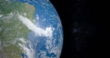 Animasyon Dünya gezegeni uzaydan timelapse arka plan, evrenle gyrating Güney Amerika kıtasının