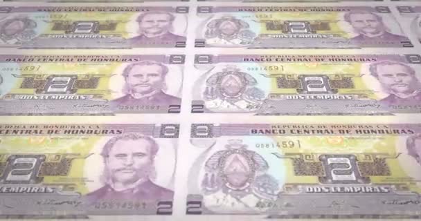 Banknoten Von Zwei Honduranischen Lempera Honduras Rollen Bargeld Schleife — Stockvideo
