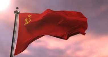 Rüzgar günbatımı, döngü de sallıyor Urss Sovyetler Birliği bayrağı
