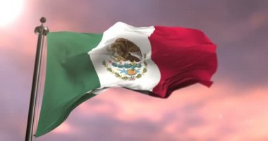 Meksika bayrağı Rüzgar günbatımı, döngü de sallıyor