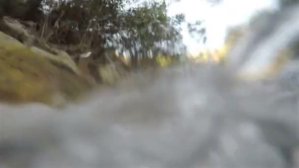 Bir Nehir Küçük Şelaleler Ile Kamera Karşısına Çalışan Nehri Sular — Stok video