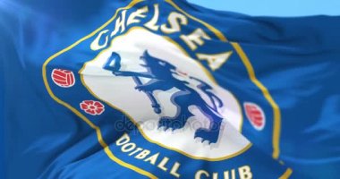 Chelsea Futbol Kulübü rüzgarda sallayarak bayrak, döngü