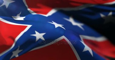 Amerika Konfedere Devletleri bayrağı mavi gökyüzü ile Rüzgar sallıyor, döngü