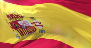İspanya bayrak Rüzgar yavaş, döngü içinde sallayarak