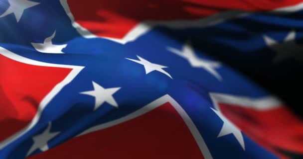 Flag Confederate States America Waving Wind Blue Sky Loop — Stock Video