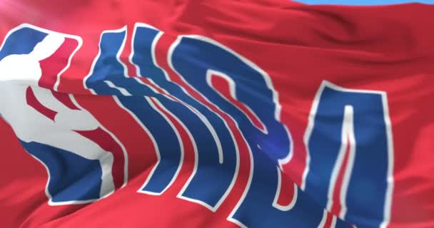 Bendera Nba Asosiasi Bola Basket Nasional Melambaikan Tangan Pada Angin — Stok Video