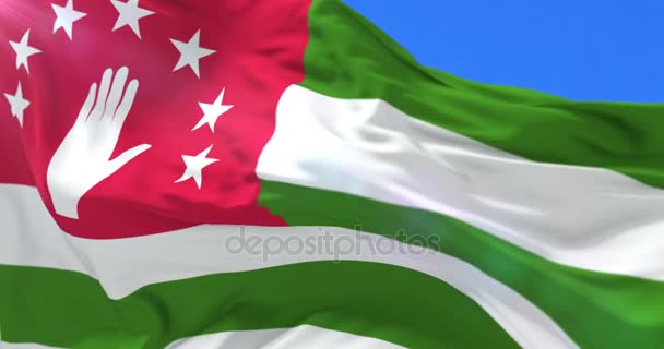 Abchazië Vlag Zwaaien Wind Traag Lus — Stockvideo