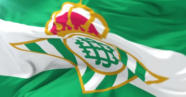 Прапор Бетіс Футбольної Збірної Іспанії Соккер Ліга Розмахуючи Вітер Повільно — стокове відео