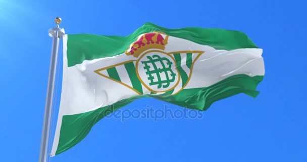 Vlag Van Real Betis Voetbal Zwaaien Wind Lus — Stockvideo