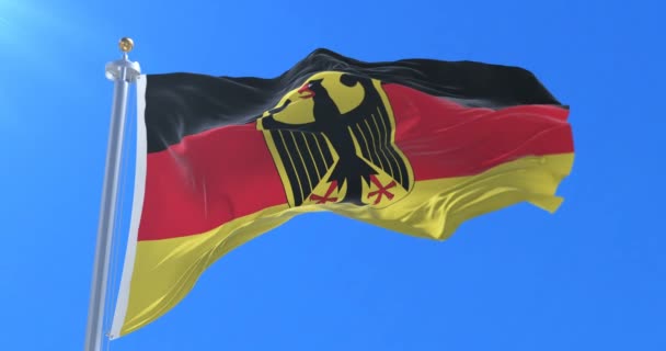 Флаг Германии Машущий Ветром Голубым Небом Петля — стоковое видео