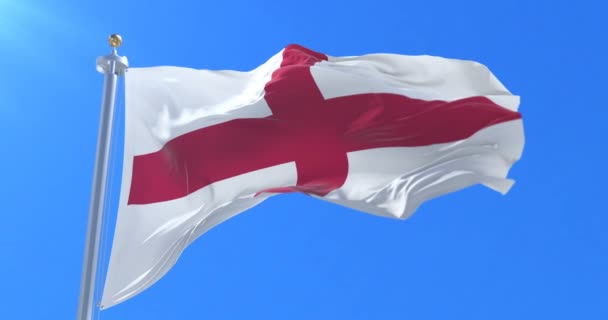 English Flag Waving Wind Blue Sky Loop — Stock Video