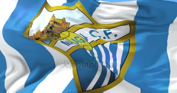 Flagge Des Fußballklubs Von Málaga Spanisches Team Der Fußballliga Wind — Stockvideo