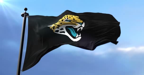 Jacksonville Jaguars Flag American Football Team Waving Loop — Stock Video