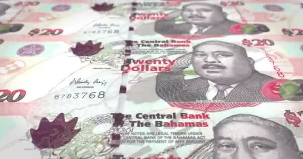 Billetes Veinte Dólares Bahameños Rodando Pantalla Dinero Efectivo Bucle — Vídeos de Stock