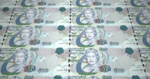 Banconote Dieci Dollari Bahamiani Che Rotolano Sullo Schermo Denaro Contante — Video Stock