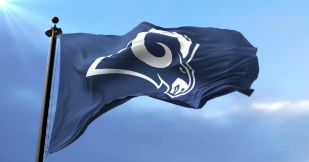 Bendera Los Angeles Rams Tim Sepak Bola Amerika Dari National — Stok Video