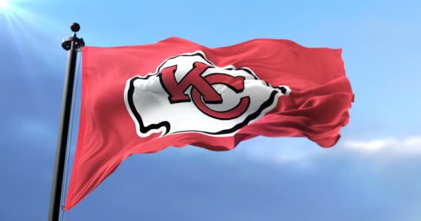 Bandeira Kansas City Chiefs Time Futebol Americano National Football League — Vídeo de Stock