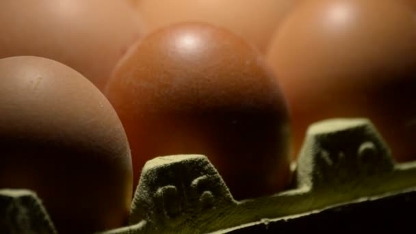 褐色的蛋在黑色背景下旋转 — 图库视频影像