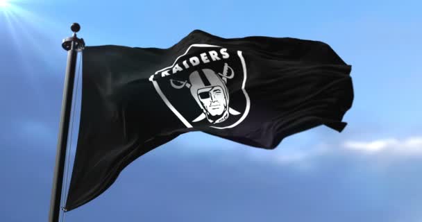Bandeira Oakland Raiders Time Futebol Americano Acenando Loop — Vídeo de Stock