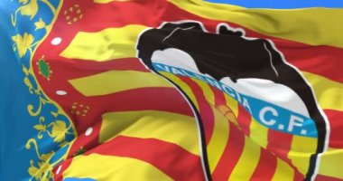 Valencia Fc İspanyol kulübünün rüzgarda sallayarak bayrak, döngü