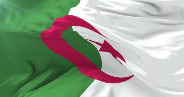 Drapeau algérien agitant le vent avec un ciel bleu, boucle 