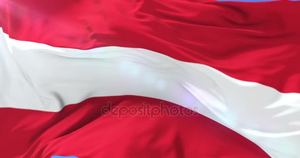 Bandera Austriaca Ondeando Viento Con Cielo Azul Bucle — Vídeos de Stock