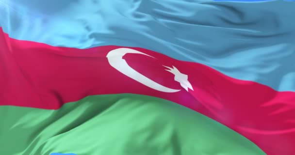 Bandera Azerbaiyán Ondeando Viento Lento Bucle — Vídeo de stock