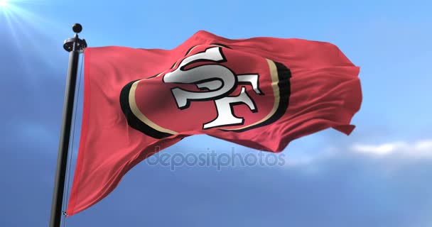 San Francisco 49Ers Bandeira Time Futebol Americano Acenando Loop — Vídeo de Stock