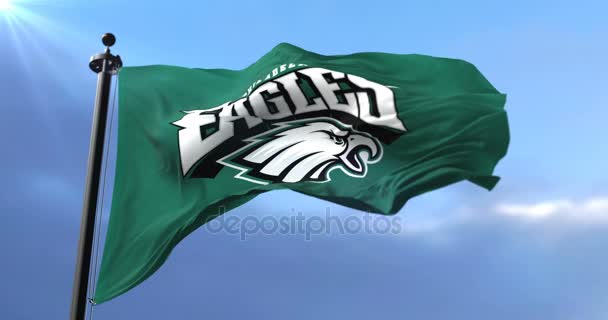 Philadelphia Eagles Bandeira Time Futebol Americano Acenando Loop — Vídeo de Stock