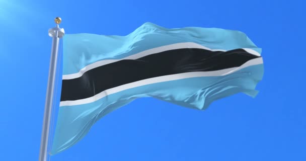 Bandera Botswana Ondeando Viento Lentamente Con Cielo Azul Bucle — Vídeo de stock