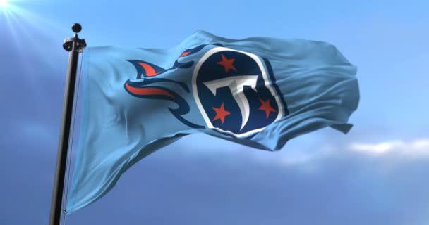 Tennessee Titans Flag American Football Team Waving Loop — Stock Video