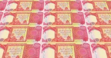 Yirmi beş bin dinar Irak'ın haddeleme, nakit para, banknot döngü