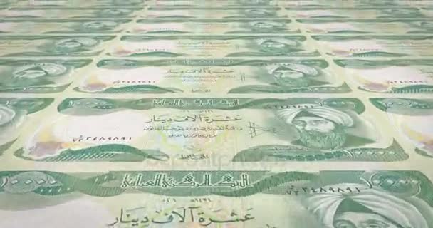 Bankjegyek Irak Dinars Tízezer Gördülő Készpénzre Hurok — Stock videók