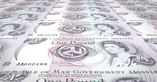 Banknoten Von Einem Manx Pfund Der Insel Des Mannes Rollen — Stockvideo