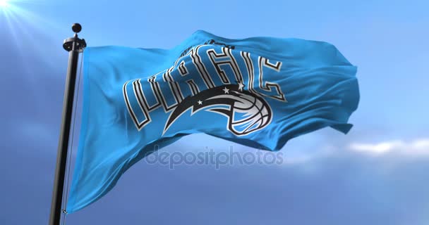 Orlando Magic Flag Equipo Profesional Baloncesto Nba Ondeando Loop — Vídeo de stock