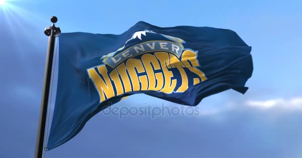 Denver Nuggets Flag Tim Basket Profesional Nba Melambaikan Tangan Loop — Stok Video