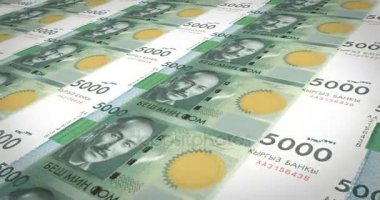 Beş bin Kırgız som haddeleme, nakit para, Kyrgystanl, banknot döngü