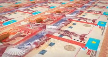 Beş bin kazak tenges Kazakistan, nakit para, banknot döngü