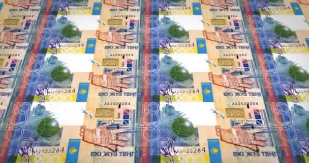 Billetes Doscientos Tenges Kazakhstani Kazajstán Dinero Efectivo Bucle — Vídeo de stock