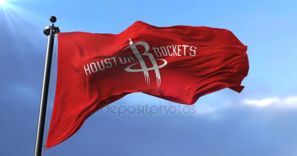 Bandera Houston Rockets Equipo Profesional Baloncesto Nba Ondeando Loop — Vídeo de stock