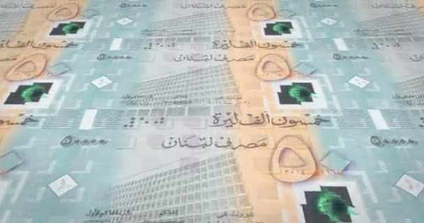 Billets Cinquante Mille Livres Libanaises Liban Argent Comptant Boucle — Video