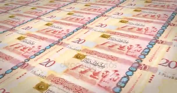 Billetes Veinte Dinares Libios Libia Rodando Pantalla Dinero Efectivo Bucle — Vídeo de stock