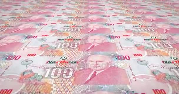 Kuzey Rlanda Inişli Çıkışlı Yüz Pound Banknot Nakit Para — Stok video